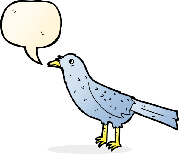 Bir insan tarafından çizilmiş konuşma balonlu karga.