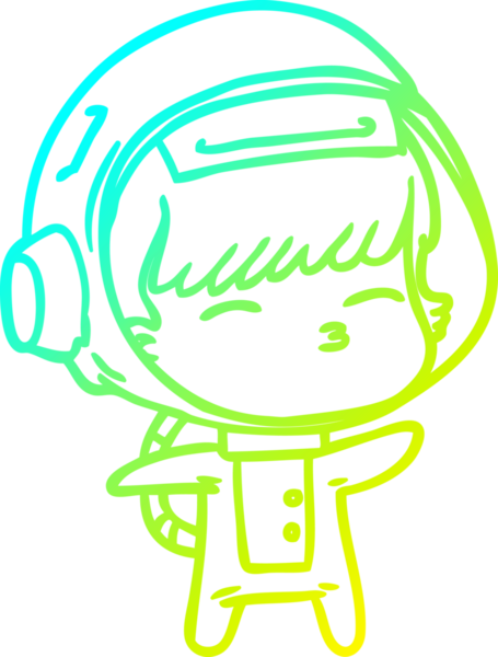 Bir insan tarafından çizilmiş soğuk gradyan çizgi çizimi meraklı bir astronot.