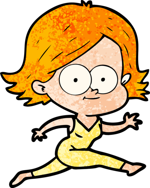 Bir insan tarafından çizilmiş mutlu çizgi film kızı.