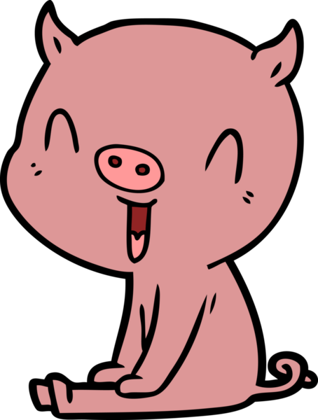 Bir insan tarafından çizilmiş mutlu çizgi film domuzu.