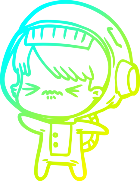 Bir insan tarafından çizilmiş kızgın bir uzay kızı çizimi.