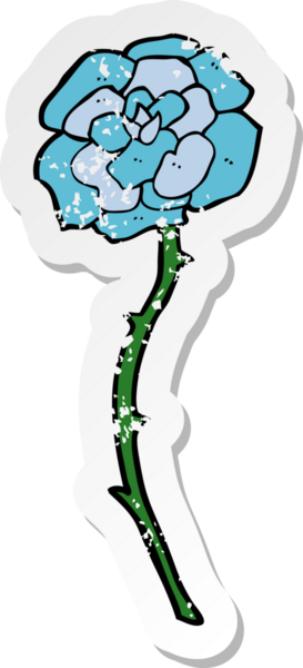 Bir insan tarafından çizilmiş mavi çiçek dövmesi çıkartması.