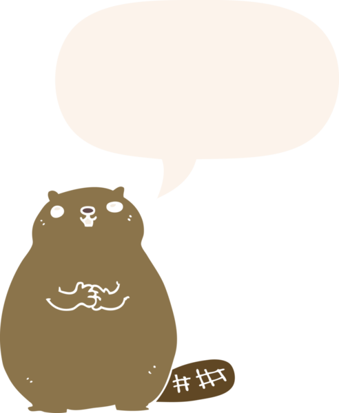 bir insan tarafından çizilmiş, konuşma baloncuklu çizgi film kunduzu.