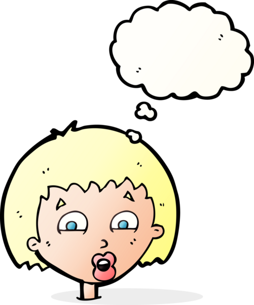 Bir insan tarafından çizilen düşünce baloncuğuyla şok olmuş çizgi film.