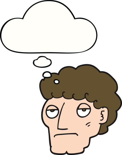 Bir insan tarafından çizilen düşünce baloncuğu ile sıkılmış adam çizgi filmi