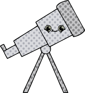 Bir insan tarafından çizilmiş bir teleskop çizgi filmi.