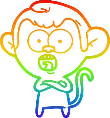 gökkuşağı gradyan çizgi çizimi bir insan tarafından çizilmiş bir maymun tarafından şok edildi