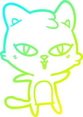 Bir insan tarafından çizilen çizgi film kedisinin soğuk gradyan çizgisi.