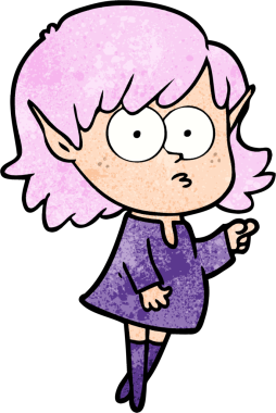 Bir insan tarafından çizilmiş çizgi filmdeki elf kızı