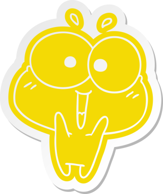 karikatür etiketi kawaii bir insan tarafından çizilmiş şirin kurbağayı heyecanlandırdı