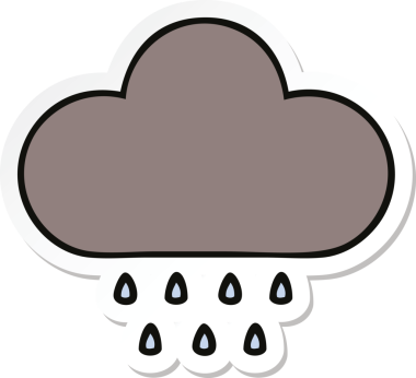 Bir insan tarafından çizilmiş şirin bir fırtına bulutunun çıkartması.