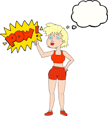 Mutlu jimnastik salonundaki kadın bir insan tarafından çizilmiş.