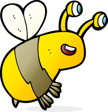 Bir insan tarafından çizilmiş mutlu bir arı.