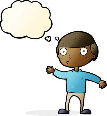 Bir insan tarafından çizilmiş düşünce baloncuğu olan bir çizgi film adamı.