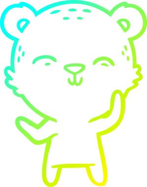 Bir insan tarafından çizilen mutlu çizgi film ayısının soğuk gradyan çizgisi.