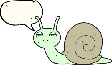 Bir insan tarafından çizilmiş serbest konuşma balonu karikatürü şirin salyangoz.