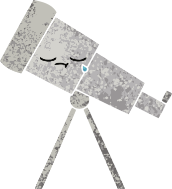 Bir insan tarafından çizilmiş bir teleskobun retro çizim tarzı karikatürü