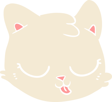 Bir insan tarafından çizilmiş düz renkli çizgi film kedi yüzü