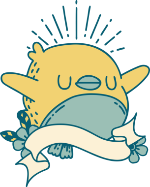 Dövme tarzı kanat çırpan bir insan tarafından çizilmiş parşömen afişi.