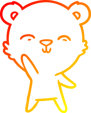 Bir insan tarafından çizilmiş mutlu çizgi film ayısının sıcak çizgi çizimi