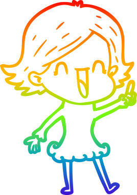 gökkuşağı gradyan çizimi bir insan tarafından çizilmiş mutlu bir kadın çizgi