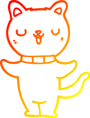 Bir insan tarafından çizilmiş çizgi film kedisinin sıcak çizgi çizimi