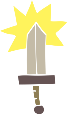 Bir insan tarafından çizilmiş düz renk çizim kılıcı.