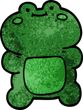 Bir insan tarafından çizilmiş komik karikatür kurbağası.