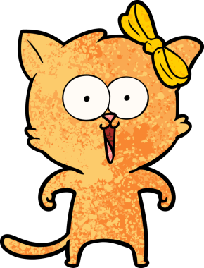 Bir insan tarafından çizilmiş çizgi film kedisi.