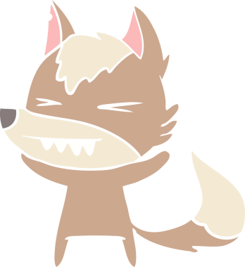 kızgın kurt düz renkli çizgi film bir insan tarafından çizildi.