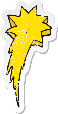 Bir insanın çizdiği kayan yıldız sembolünün gerilemiş retro yapıştırması.