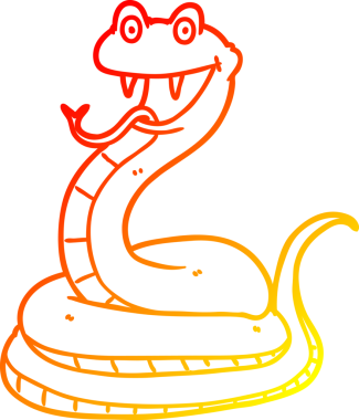 İnsan tarafından çizilmiş mutlu bir yılanın çizgi çizimi.