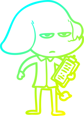 Bir insan tarafından çizilmiş soğuk bir çizgi film filinin çizimi.