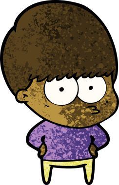 Bir insan tarafından çizilmiş sinirli çizgi film çocuğu.