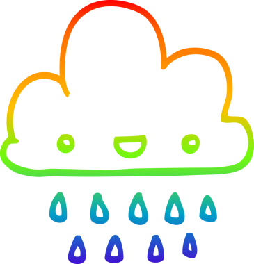 Gökkuşağı gradyan çizgi çizimi bir insan tarafından çizilmiş fırtına bulutu