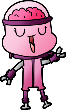 Bir insan tarafından çizilmiş mutlu çizgi film robotu