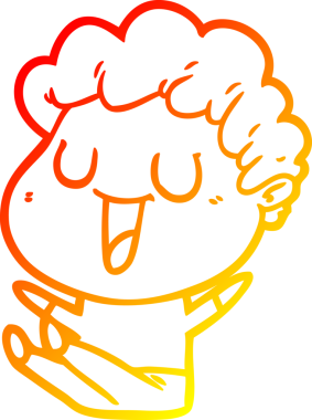 Bir insan tarafından çizilmiş gülen bir çizgi film karakterinin sıcak çizgi çizimi.