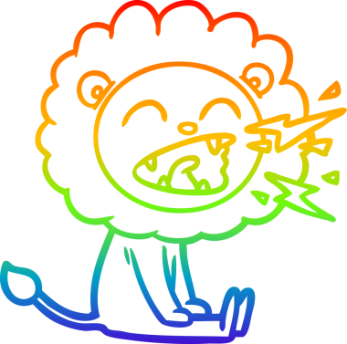 Gökkuşağı gradyan çizgi çizimi Bir insan tarafından çizilmiş kükreyen bir aslan