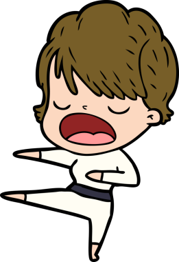 Bir insan tarafından çizilmiş bir karikatür kadın konuşuyor.