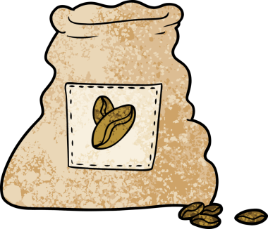 Bir insan tarafından çizilmiş kahve torbası.