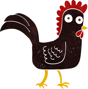 Bir insan tarafından çizilmiş çizgi film tavuğu.