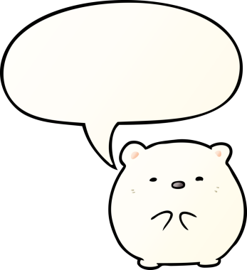 Bir insan tarafından çizilmiş tatlı kutup ayısı konuşma baloncuğu gibi yumuşak bir gradyan çizimi var.