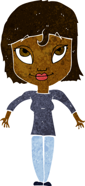 Çizgi filmdeki kız bir insan tarafından çizilmiş omuzlarını silkiyor.