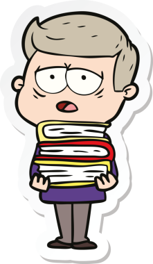 Bir insan tarafından çizilmiş yorgun bir çizgi film çıkartması.