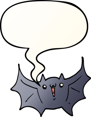 çizgi film mutlu vampir yarasa konuşma baloncuğu ile bir insan tarafından çizilen düz gradyan stil