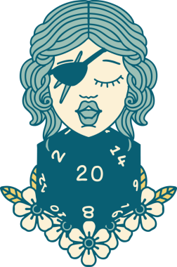 Retro Dövme Tarzı İnsan Rogue Bir insan tarafından çizilmiş 20 zar ile