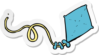 Bir insan tarafından çizilmiş bir çizgi film uçurtmasının çıkartması.