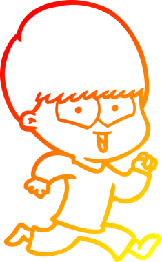 Bir insan tarafından çizilen mutlu bir çocuğun sıcak çizgi çizimi.