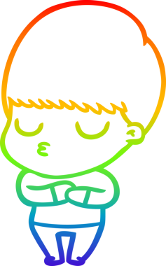 Gökkuşağı gradyan çizgi çizimi bir insan tarafından çizilmiş sakin bir çocuk