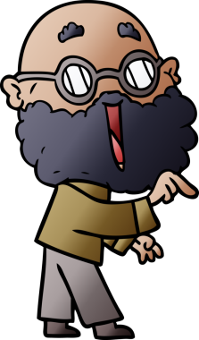 Bir insan tarafından çizilmiş sakallı neşeli bir adam.